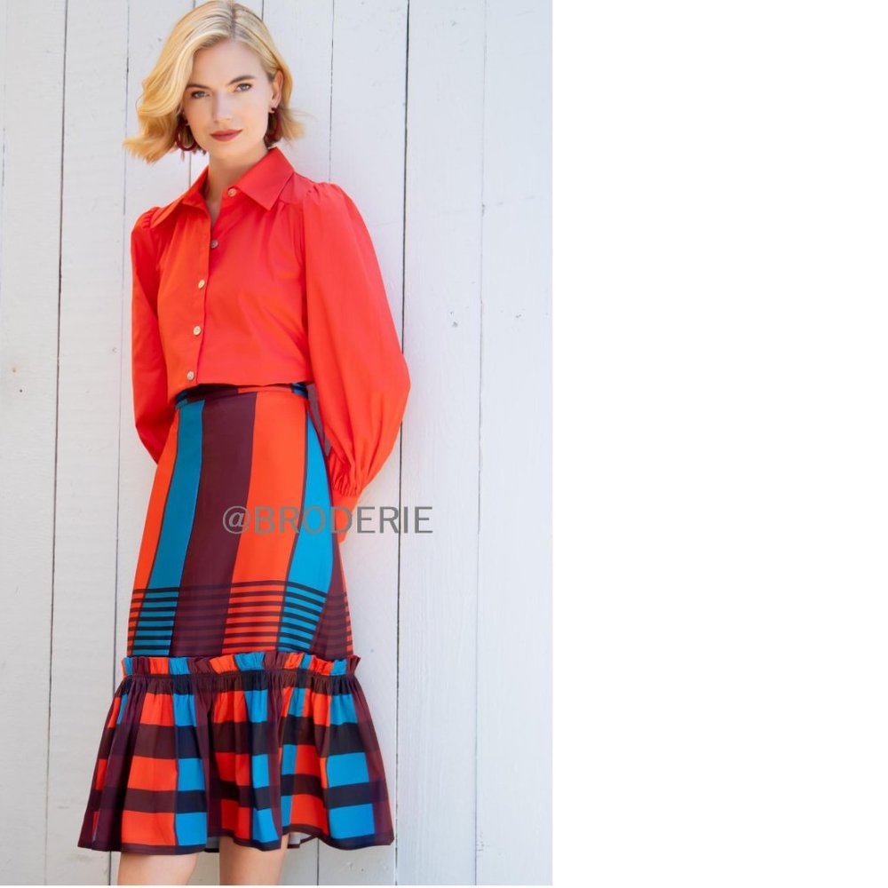 Anthropologie Eva Franco Flounced Midi Skirt 8p new with tag